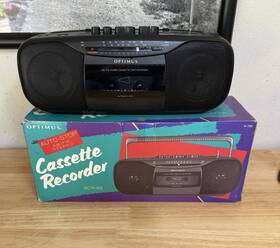Scr-65 Optimus Portable Radio Cassette Tape Player Recorder Boombox In Box