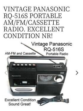 Rq-516s Panasonic Radio Cassette Boombox Retro Power Cord/battery Vtg Works