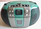 Pd6511 Emerson Cassette Tape Cd Player Radio Boom Box Aqua Working