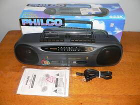 Philco 062118060390 Vintage 655k Am/fm Stereo Dual Cassette Boombox Without Rig. Box Instructions