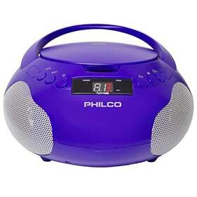 Philco 850041387055 Portable Cd Player Boombox With Speakers And Am Fm Radio Purple Boom Box