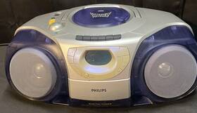 Az2201017 Philips Boombox Amfm Cd Cassette Incredible Surround Bass Reflex Works