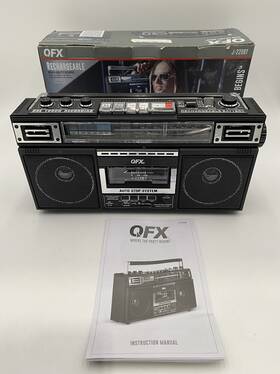 J-300bt Qfx Rechargeable Cassette Am/fm/sw1-2 Radio Bluetooth Boombox Black