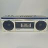 Qt-12cs Sharp Vintage Stereo Radio Cassette Recorder Off White Blue