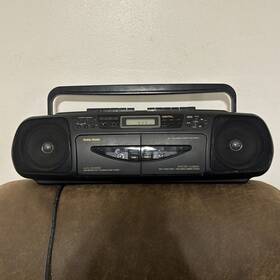 Scr-57 Radioshack Radio Shack Boombox Dual Tape Cassette Digital Stereo Works Read