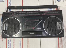Scr-5195 Randix Stereo/radio/boombox/cassette- Black- Vintage Tested Works