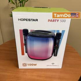 100w Rockville 810095683886 Hopestar Party 500 Bluetooth Speaker Karaoke System 2 Wireless Mics