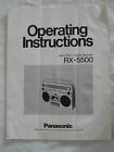 Rx-5000 Panasonic Stereo Radio Cassette Recorder Boombox Operating Instructions