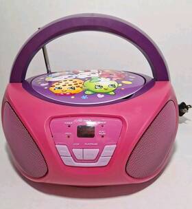 1160916 Sakar 2016 Shopkins Portable Cd Player With Am/fm Radio Boombox Tested And Working Euc