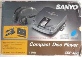 Cdp-450 Sanyo Vtg Compact Disc Cd Player And Car Kit Portable No Headphones In Box