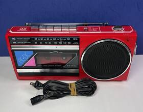 M1730f Sanyo Vintage Red Boombox Cassette Recorder 1970s - Parts Or Repair Read