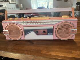 M7770 Sanyo M7002 Vintage Pink Boombox Cassette Deck Radio Works Rare Color