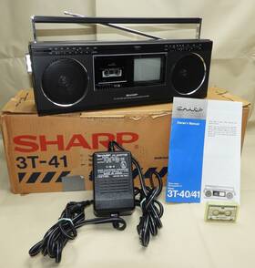 3t-41 Sharp Tri Mate 3000 Am Fm Tv Micro Cassette Recorder Boombox Works Great
