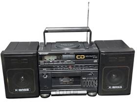 Gx-cd55bk Sharp Vtg X-bass Boombox Portable Cd/stereo/cassette/radio Blaster