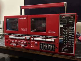 Qt-90zr Sharp Boombox Double Radio Cassette Player Table Component System Red