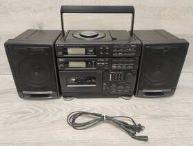 Qt-x8-bk Sharp Qt-x8 Cd Compact Disc Stereo Double Cassette Player Boombox As Is Read
