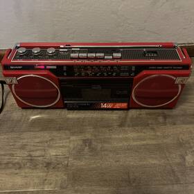 Qt25z Sharp Qt25 Z Radio Casette Player / Boombox Works Great Rare Red Color Nm Video