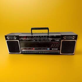 Wf-342 Sharp Vintage Boombox Stereo System Am/fm Dual Cassette Recorder Speakers