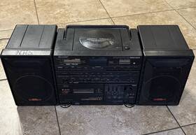 Wf-cd77 Sharp Portable Stereo System Cd Player Cassette 80s Retro Boombox