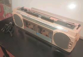 Wq-276a Sharp P Pink/apricot Boombox Radio/tape Portable Stereo Ghetto-blaster