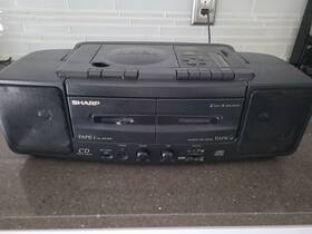Wq-cd120 Sharp Radio Dual Cassette Player With Cd Am Fm Tested Works
