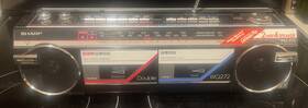 Wq-t272 Sharp Vintage 80s Blk Stereo Twin Tape Boombox Tested Working