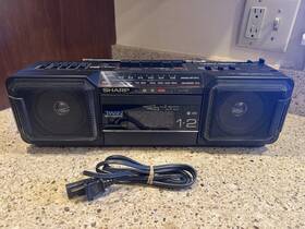 Wq-t282e Sharp Japan Bk Double Cassette Boombox Tape Player Fm Radio Vintage