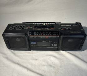 Wq-t283 Sharp Vtg Boombox Black Retro Dual Cassette Japan Read