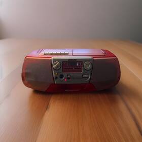 Cdf-v177l Sony Red Bass Reflex Body Portable Radio-cassette And Cd Player Vtg