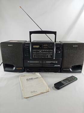 Cfd-555 Sony Boombox Mega Bass With Remote Cd Radio Cassette Recorder Vtg Read