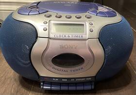Cfd-e55l Sony Cd Radio Cassette-corder Used Works Great Gray/blue