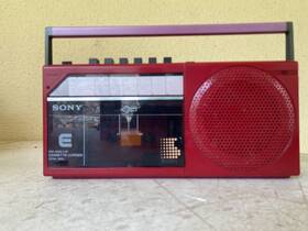 Cfm-100l Sony Vintage - Fm/ Mw/ Lw Cassette Corder Portable Red See Video