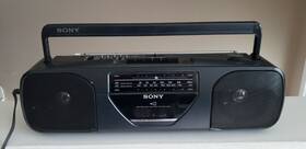 Cfs-213 Sony Vtg Radio Cassette Recorder Black Boombox Tested Works Euc Handle