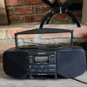 Ofd-s33 Sony Vintage 90s Black Portable Cd Tape Am Fm Radio Boombox Model