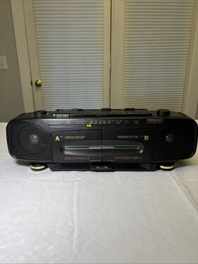4749cbk Soundesign Double Cassette Player Recorder Am-fm Model Boombox