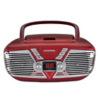 Srcd211-red Sylvania Portable Cd Boombox With Radio Retro Style 058465804855