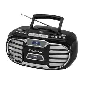 Studebaker 077283011559 Retro Edge Big Sound Bluetooth Boombox With Cd/cassette Player-recorder/am-fm