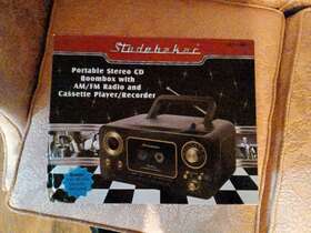 Studebaker 077283016318 Bluetooth Portable Stereo Cd Am/fm Radio And Cassette Black Gold