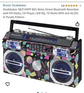 Sb2145pp Studebaker 80s Retro Street Bluetooth Boombox