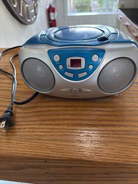 B002wn211m Sylvania Portable Cd Player Am/fm Radio Blue-pre Owned Needs Batteries Teste