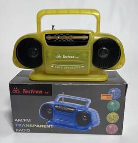 168t Tectron Working Vintage Transparent Yellow Mini Boombox Am/fm Radio