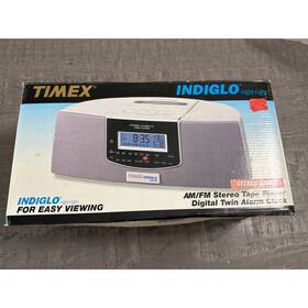 T478g Timex Vtg Indiglo T478 Am/fm Stereo Cassette Twin Alarm Clock Radio Tested