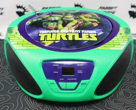 57065-wm Turtles Tmnt Portable Cd Player Boombox Am/fm Radio Green Purple Tested