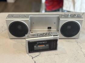 Af-3000 Unisef Vintage Cassette Recorder Radio Detachable Speakers For Repair