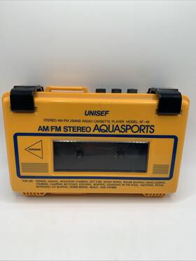 Af-45 Unisef Vtg Stereo Aquasports Cassette Player Yellow Water Proof Parts Only