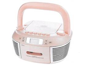 882-174 Vivitar Retro Boombox With Bluetooth Cd Cassette And Am/fm Radio Pink New