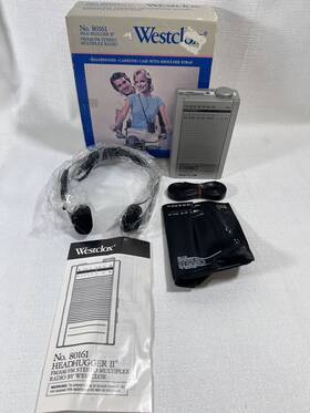 80161 Westclox Headhugger Ii Fm/am Fm Stereo Multiplex Radio With Speakers Vtg