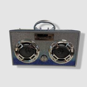 Wireless Express 850030392039 Bling Blue Retro Mini Bluetooth Boombox