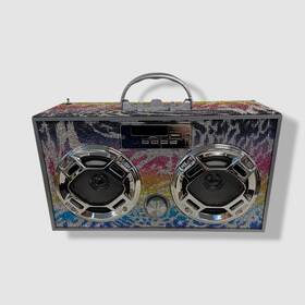 Wireless Express 850030392756 Bling Animal Print Portable Boombox Bluetooth Led Speaker