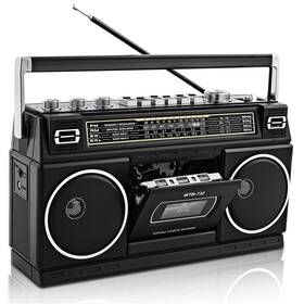 Wtb-732 Wiscent Retro Classic 80s Style Portable Boombox With Cassette Player Recorder Am/fm